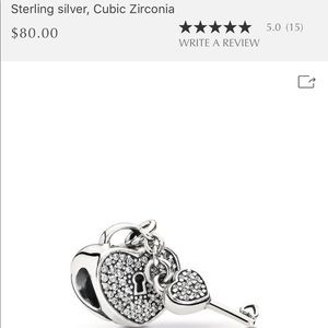 Heart lock and key Pandora charm